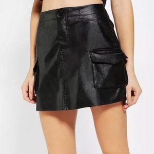 Sparkle & Fade Mini Faux Leather Skirt Black Sz S